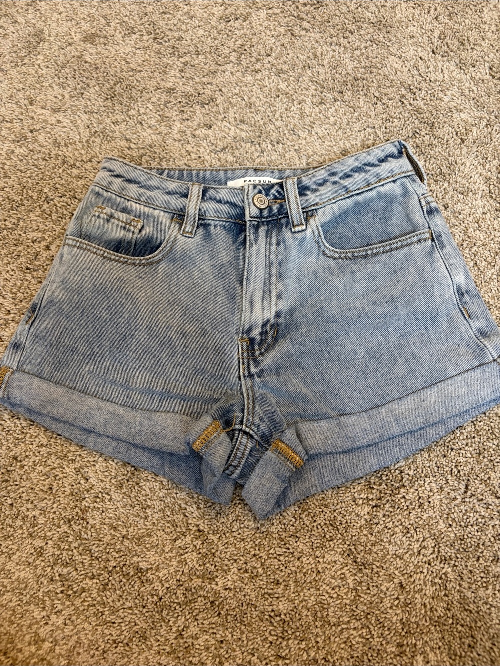 Pacsun Light Blue High-Waist "Mom Short" Denim Shorts
